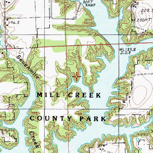 Topographic Map of Mill Creek County Park, IL