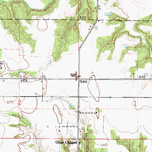Topographic Map of Ohio School (historical), IL
