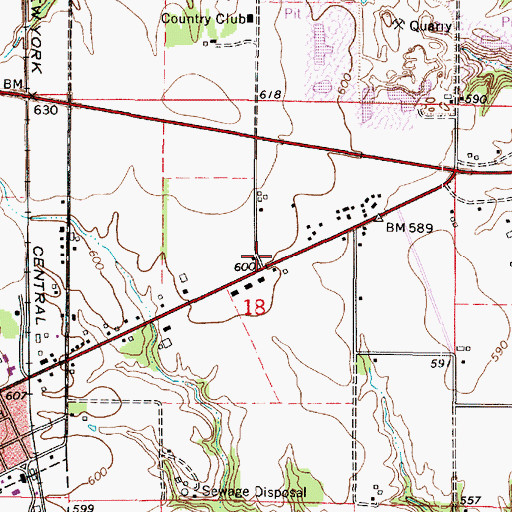 Topographic Map of Stringtown School (historical), IL