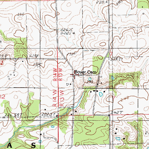 Topographic Map of Boyer Cemetery, IL