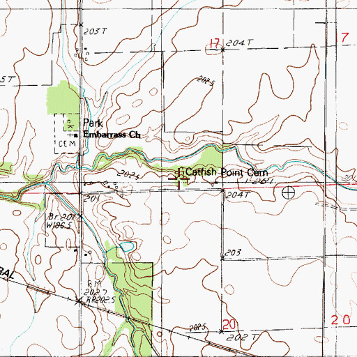Topographic Map of Catfish Point Cemetery, IL