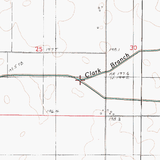 Topographic Map of Clark Branch, IL
