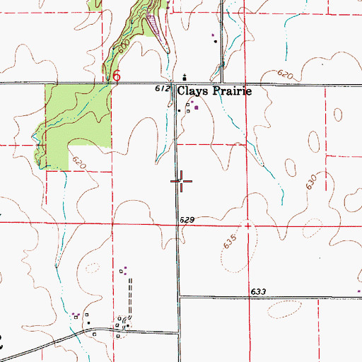 Topographic Map of Clays Prairie School (historical), IL