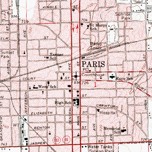 Topographic Map of Edgar County Courthouse, IL