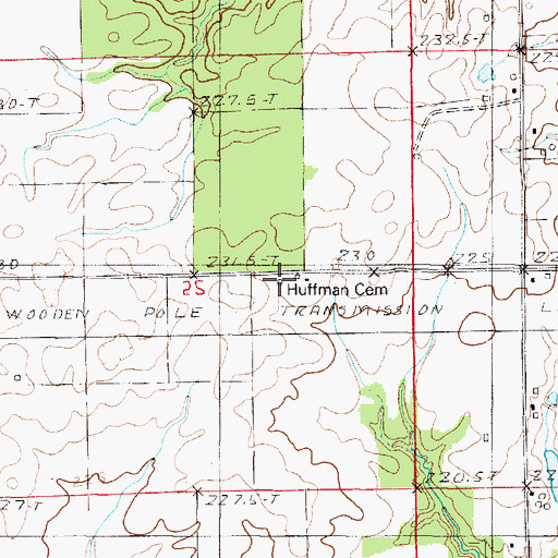 Topographic Map of Huffman Cemetery, IL