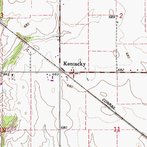 Topographic Map of Kentucky School (historical), IL