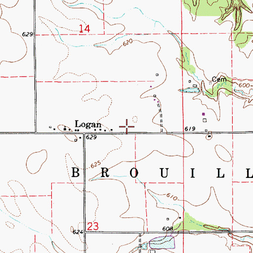 Topographic Map of Logan School (historical), IL
