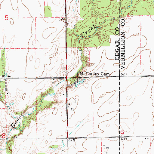 Topographic Map of McCauley Cemetery, IL