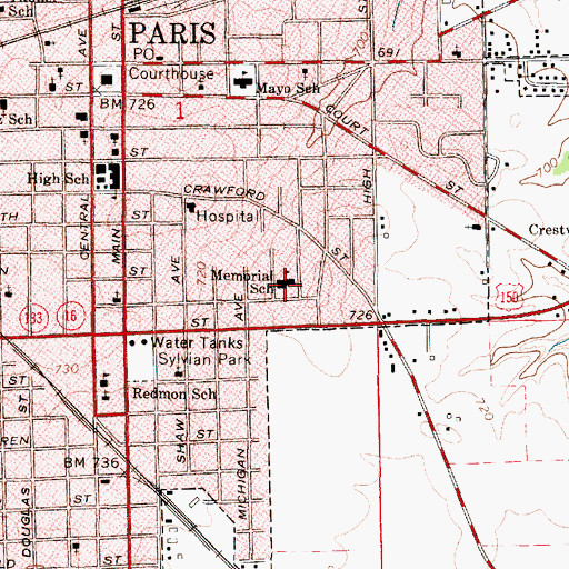 Topographic Map of Memorial Elementary School, IL