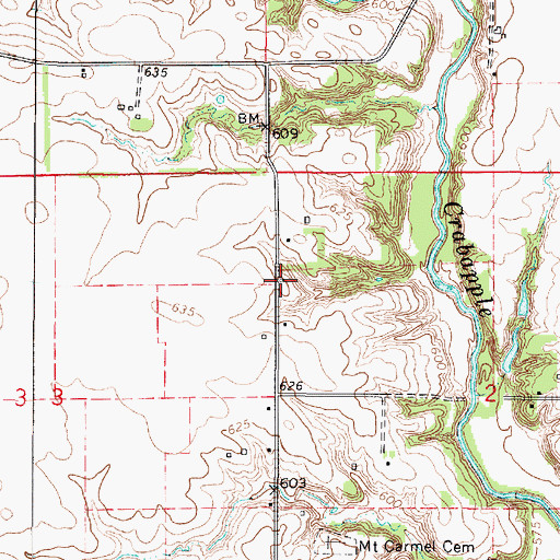 Topographic Map of Mount Carmel School (historical), IL