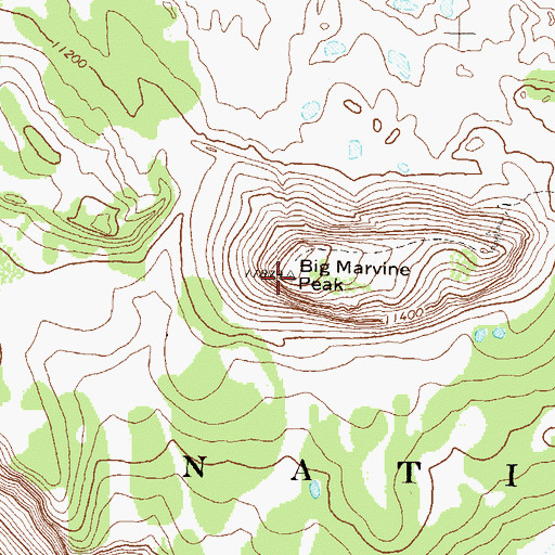 Topographic Map of Big Marvine Peak, CO