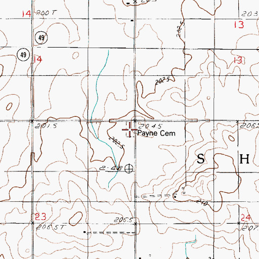 Topographic Map of Payne Cemetery, IL