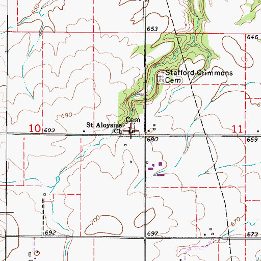 Topographic Map of Saint Aloysius Church, IL