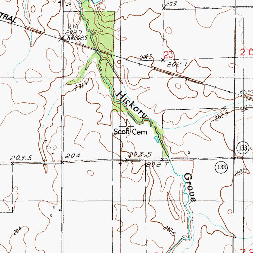 Topographic Map of Scott Cemetery, IL