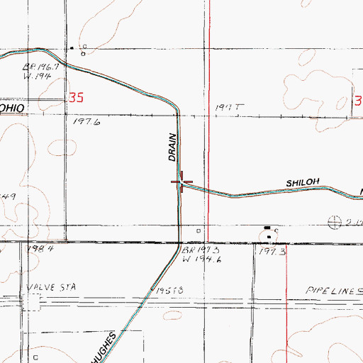 Topographic Map of Shiloh Number 2 Drain, IL
