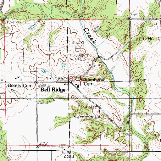 Topographic Map of Stephens Cemetery, IL