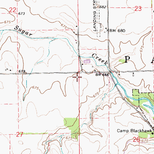 Topographic Map of Sugar Creek School (historical), IL