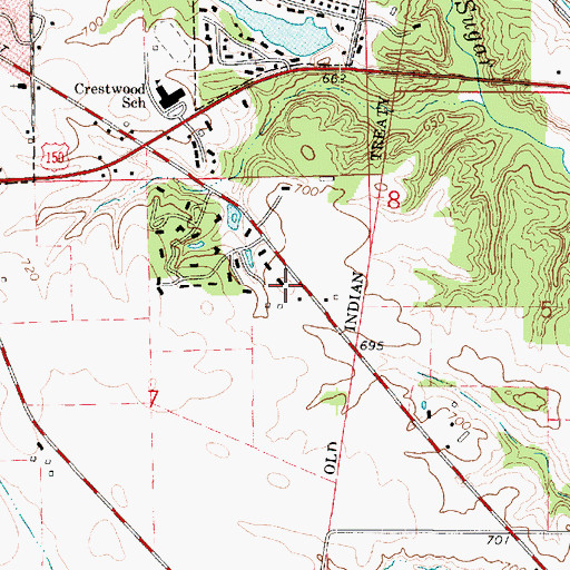 Topographic Map of Sulphur Springs School (historical), IL