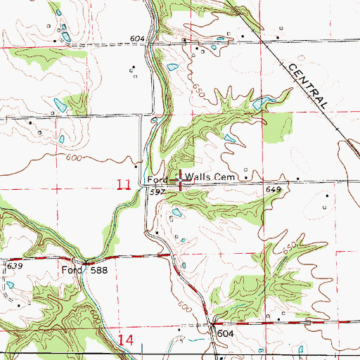 Topographic Map of Walls School (historical), IL