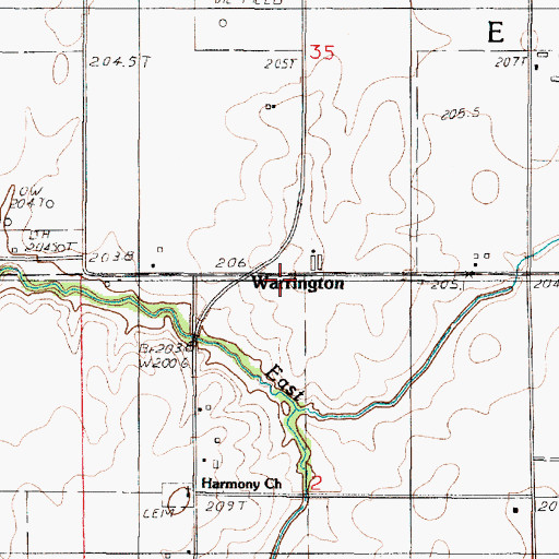 Topographic Map of Warrington, IL