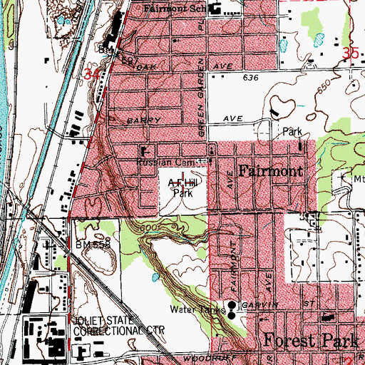 Topographic Map of A F Hill Park, IL