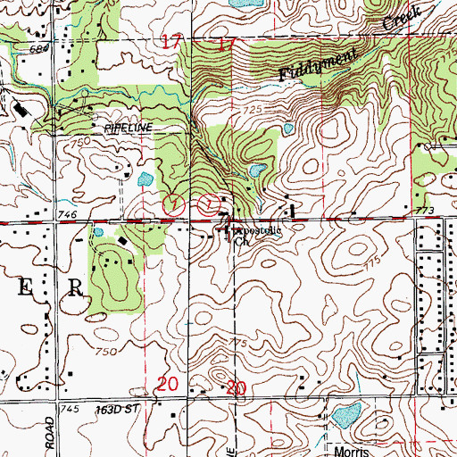 Topographic Map of First Apostolic Church, IL