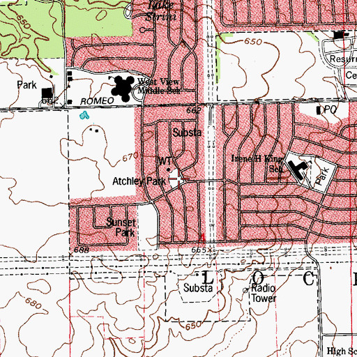 Topographic Map of Atchley Park, IL