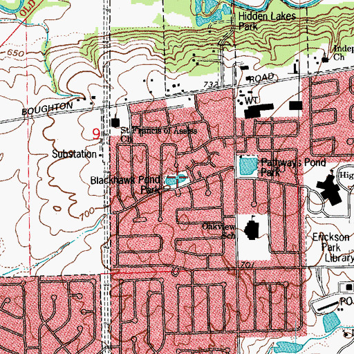 Topographic Map of Blackhawk Pond Park, IL