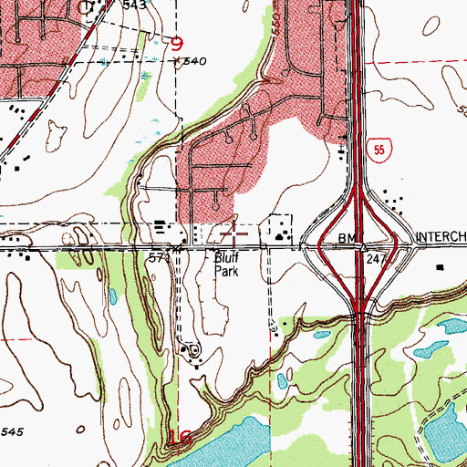 Topographic Map of Bluff Park, IL