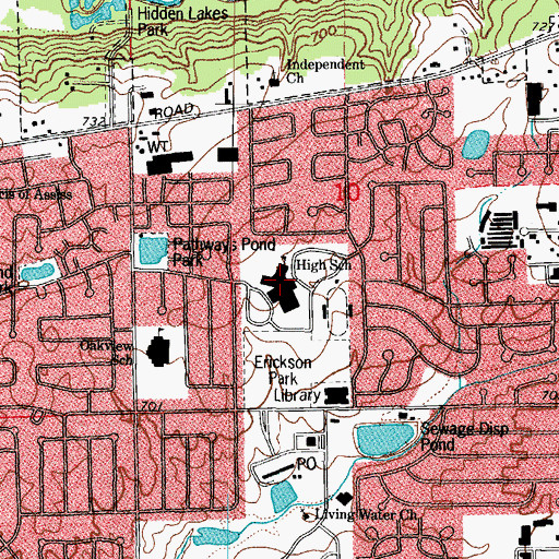 Topographic Map of Bolingbrook High School, IL