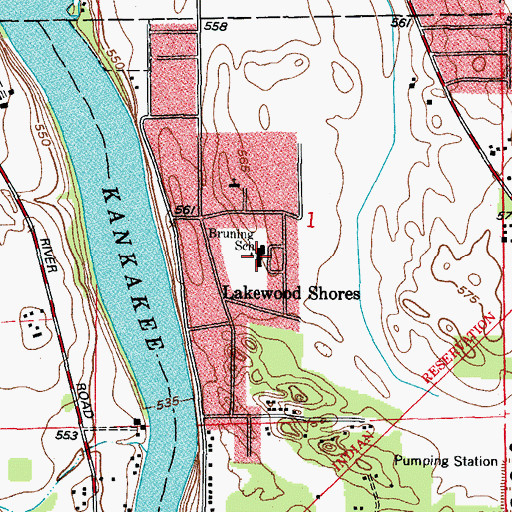 Topographic Map of Bruning Elementary School, IL