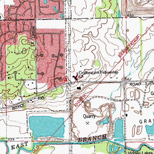 Topographic Map of Celebration Fellowship Church, IL