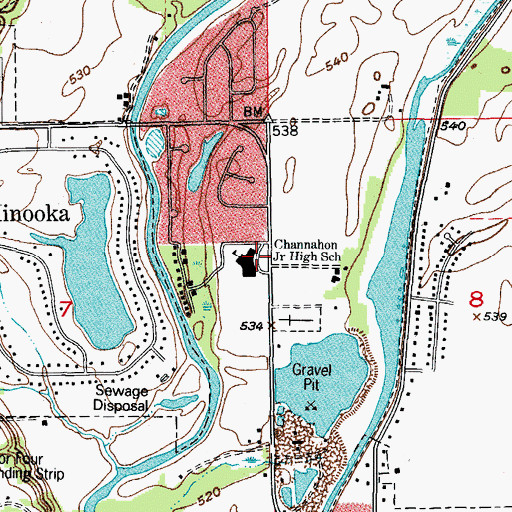 Topographic Map of Channahon Junior High School, IL