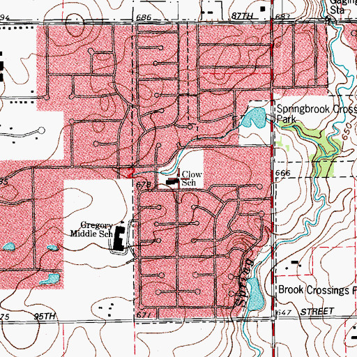 Topographic Map of Robert E Clow Elementary School, IL