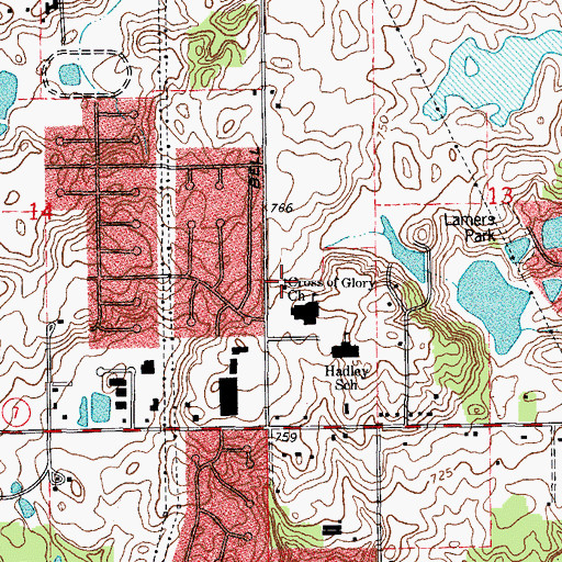 Topographic Map of Cross of Glory Lutheran Church, IL