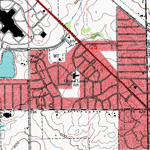 Topographic Map of Crystal Lawns Elementary School, IL