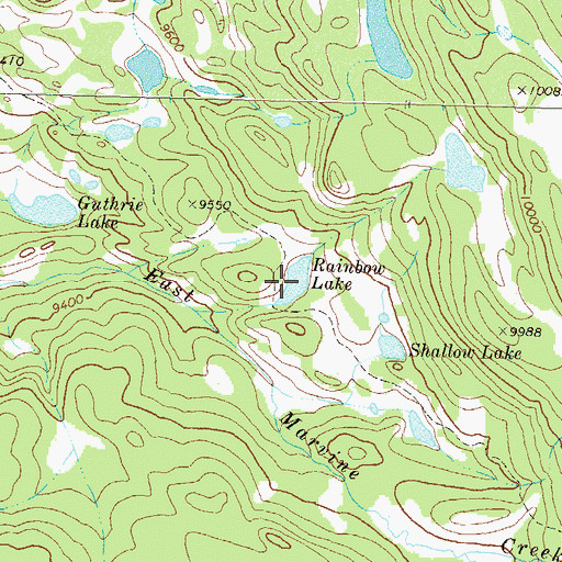 Topographic Map of Rainbow Lake, CO