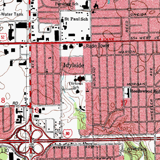 Topographic Map of Dirksen Elementary School, IL