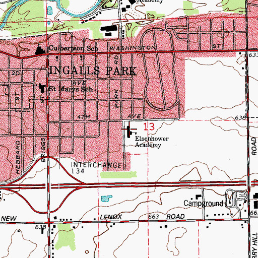 Topographic Map of Eisenhower Elementary School, IL