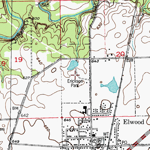 Topographic Map of Erickson Park, IL
