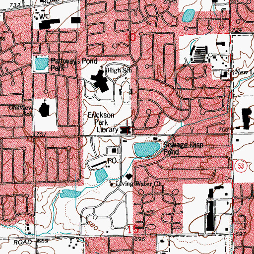 Topographic Map of Erickson Park, IL