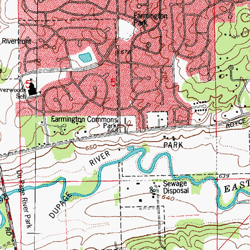 Topographic Map of Farmington Commons Park, IL