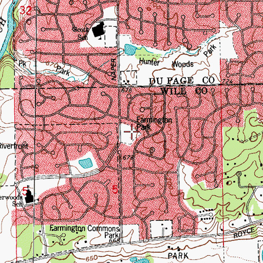 Topographic Map of Farmington Park, IL