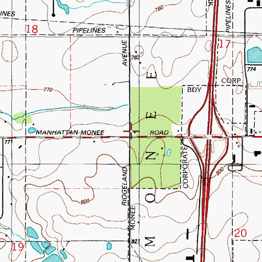 Topographic Map of Fehland School (historical), IL