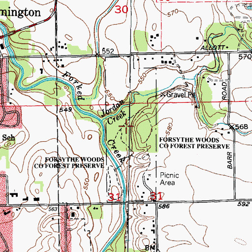 Topographic Map of Forsythe Woods County Forest Preserve, IL
