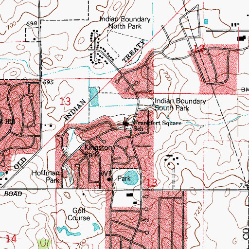 Topographic Map of Frankfort Square Elementary School, IL