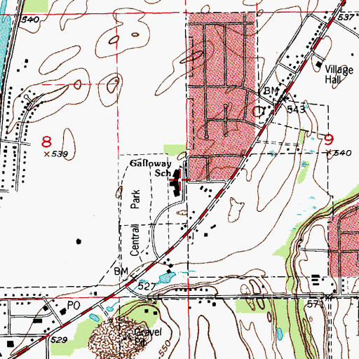 Topographic Map of N B Galloway Elementary School, IL