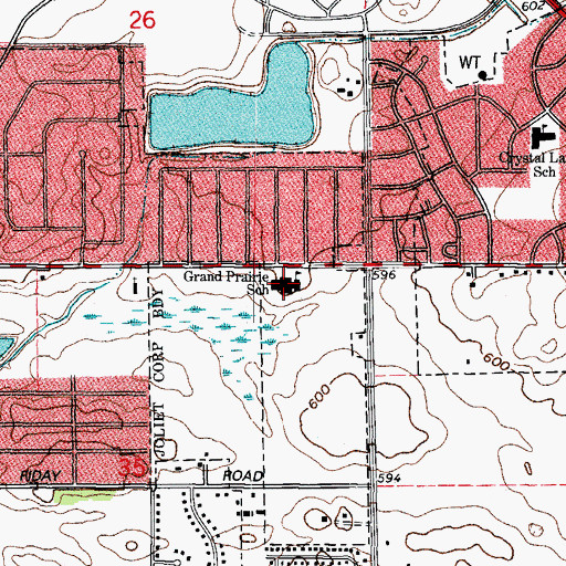 Topographic Map of Grand Prairie Elementary School, IL