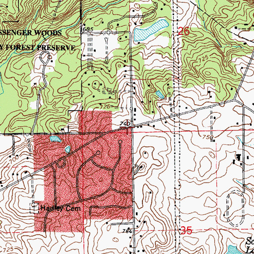 Topographic Map of Hadley, IL