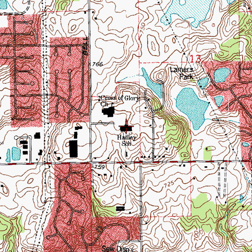 Topographic Map of Hadley Middle School, IL